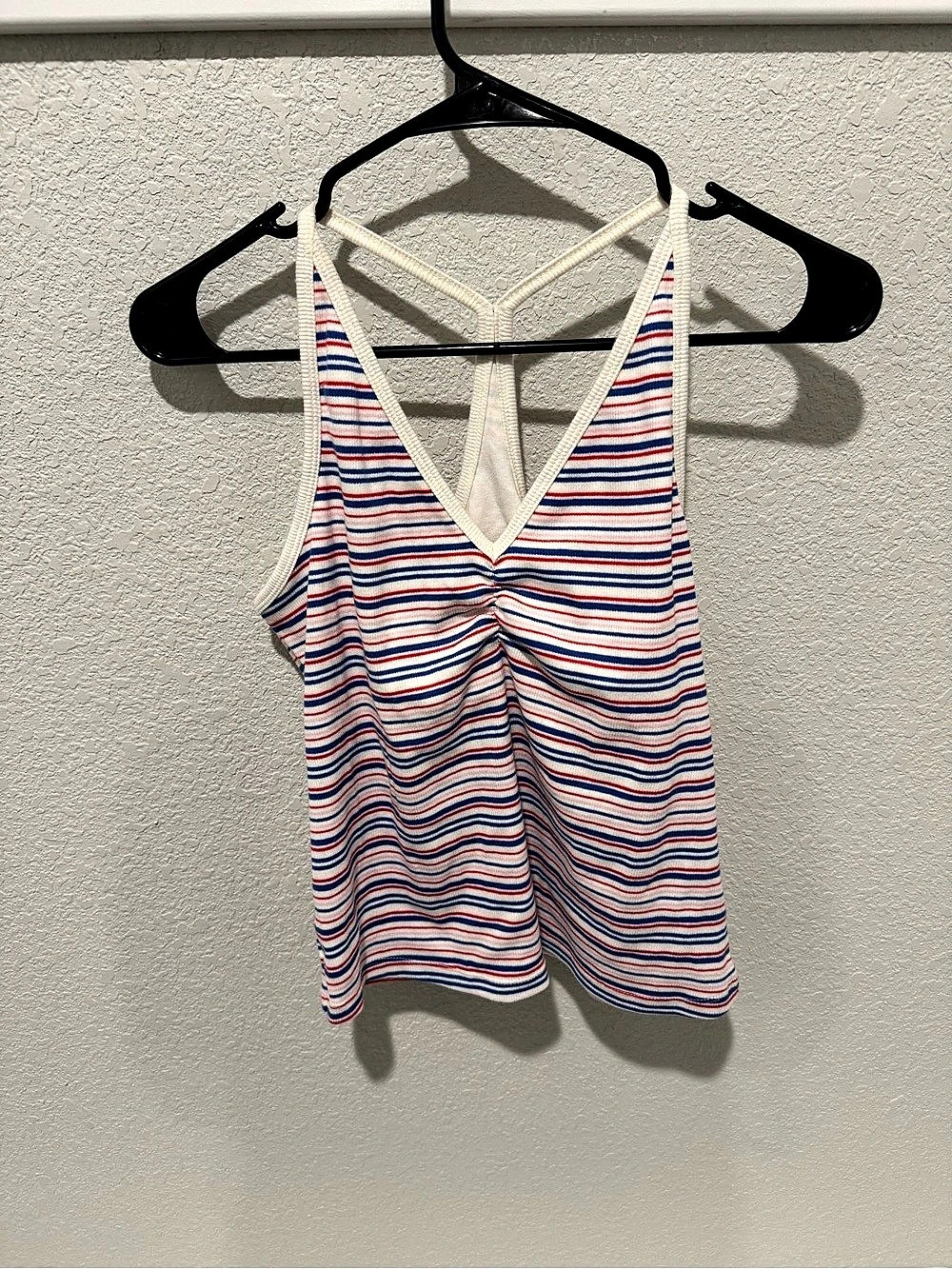 Old Navy Racerback Crop Tank Top Striped White & Blue Size Large